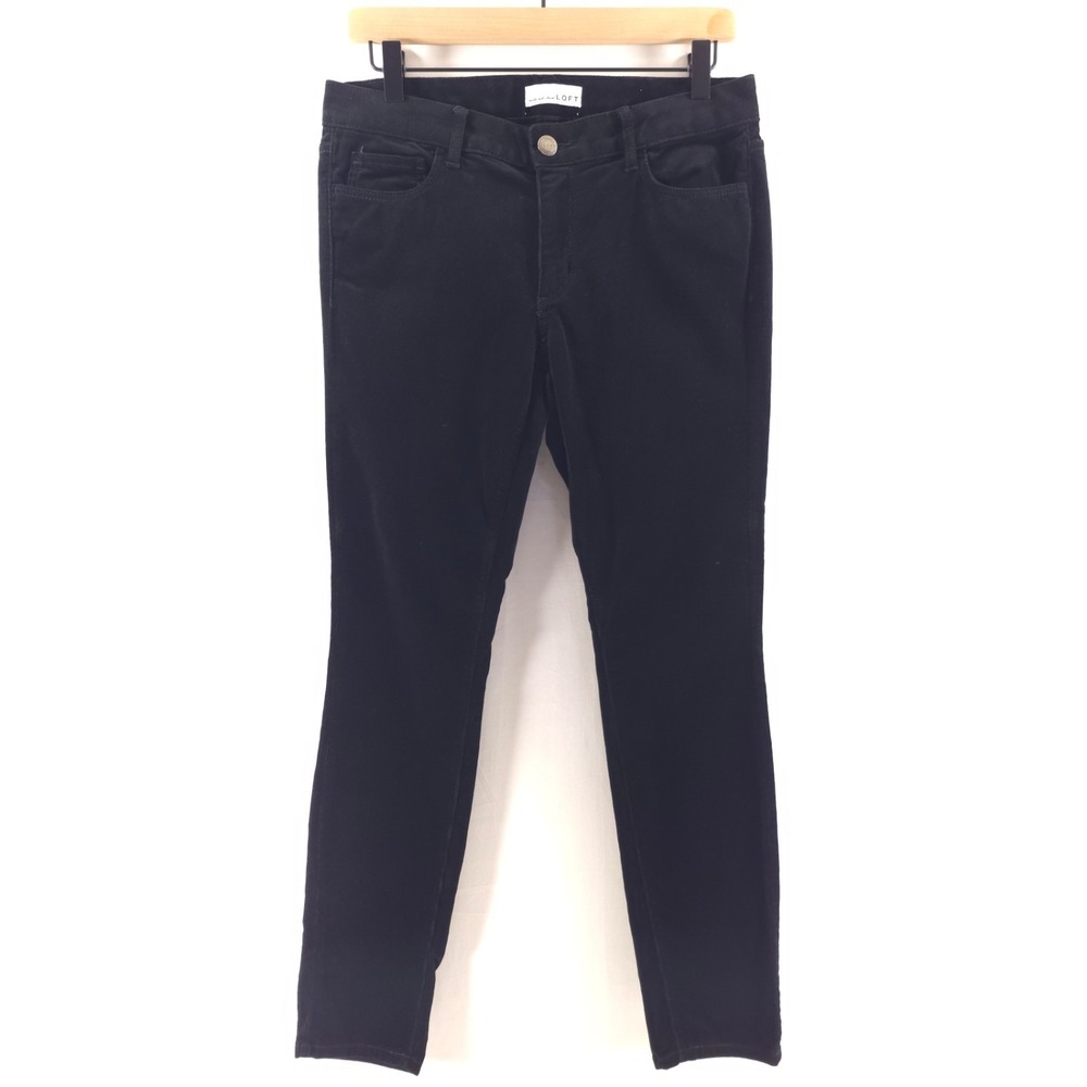 LOFT Womens Curvy Skinny Corduroy Pants 4 27 Black Fine Wale Stretch 477236